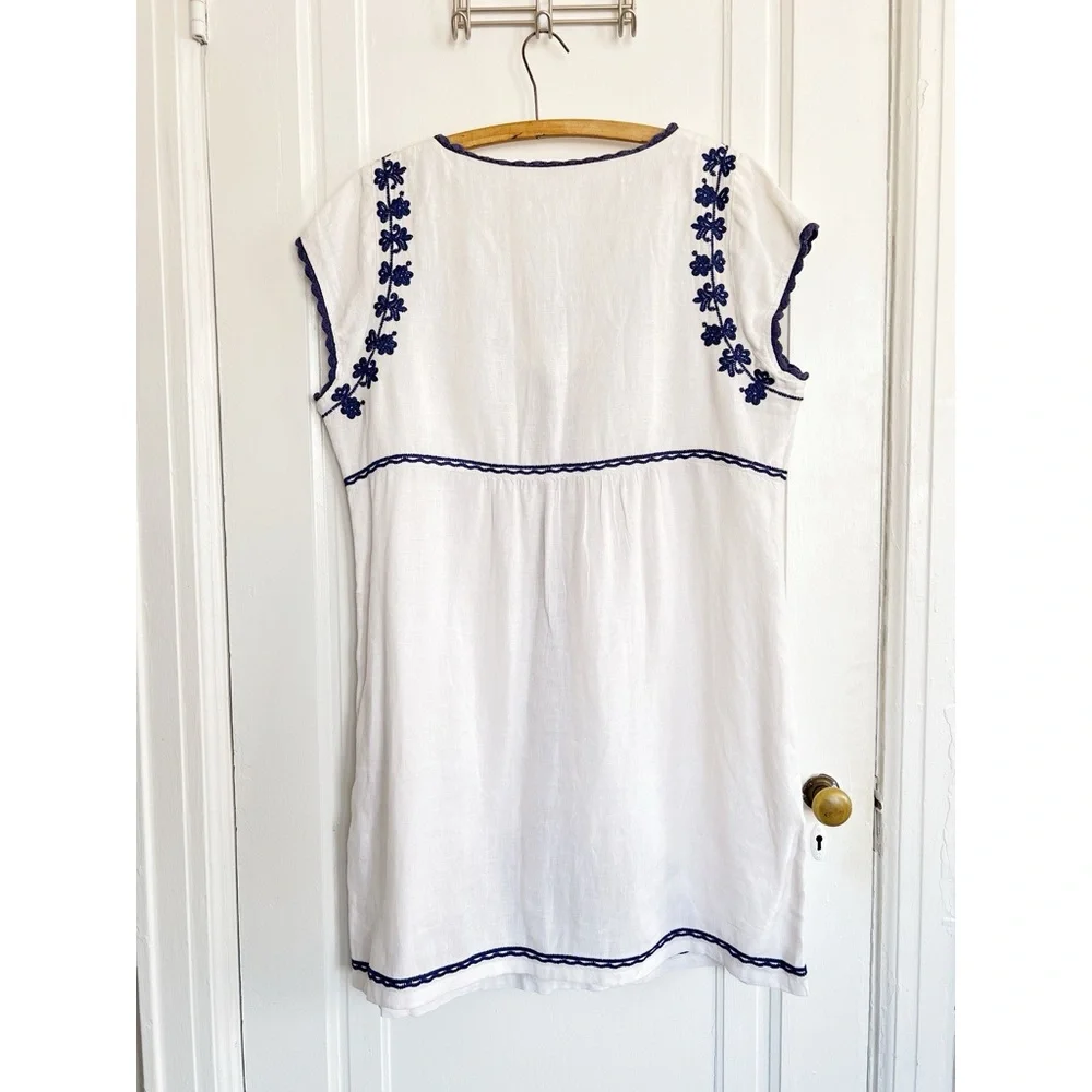 Boden White and Blue Cap Sleeve Sheath Dress - Picture 10 of 13